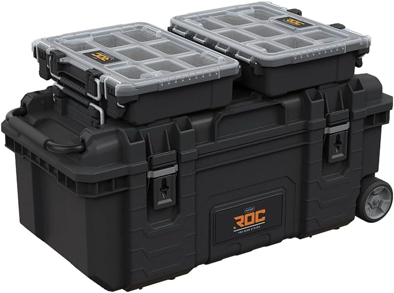 Keter ROC Pro Gear Heavy Duty Tool Storage Rolling Mobile Toolbox 28 inch Black/Grey