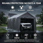 Storage Shed, 3/4 inch Thick Support Rods & Bolted Frame (Not Socket), Rolled Up Doors and Ventilation Window, Carports Car Tent 10 × 20 × 9 FT