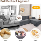 Sectional Couch Covers, 2 Pieces Washable L Shaped Couch Covers Sofa Blanket for Dogs Pet Friendly Sectional Sofa Slipcovers Furniture Covers,71"x 118"+ 71"x 118",(XX-Large,Dark Gray)