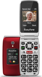 Easyfone Prime-A1 Pro Unlocked 4G Flip Cell Phone for Seniors | Easy-to-Use | Big Buttons | Clear Sound | SOS & Block Button | Photo Speed Dial | SIM Card Included and Charging Dock (Red)