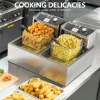 Electric Deep Fryer 3400W Hot 21QT/20L Commercial Deep Fryers with 2 Independent use Baskets Countertop Oil Fryer for Restaurant Use and Home Kitchen