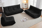 Bean Bag Chair,Giant Beanbag Chairs for Adults,Comfy Large Fireside Chair Lazy Sofa,Corduroy Bean Bag Lounger with Memory Foam Filled,Floor Sofa Couch for Home,Living Room (Black, 3-Seater)