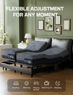 Marsail NS0 Twin XL Adjustable Base with Mattress Set,Dual Motor Frame + 14" Cooling Gel Memory Foam Mattress, Wireless Remote, CertiPUR-US Certified