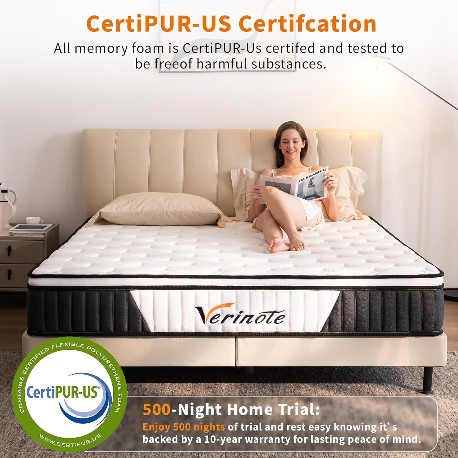 12 Inch Mattress,Medium Firm Hybrid Memory Foam & Pocket Springs for Pressure Relief CertiPUR-US Certified Fiberglass Free, 500 Night Trial (12 inch, Queen)
