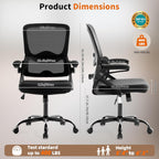 Ergonomic Office Chair,Mesh Office Chair with Lumbar Support,Mid Back Desk Chair with Flip-up Arms,400 lbs Comfy Computer Chair for Home Office