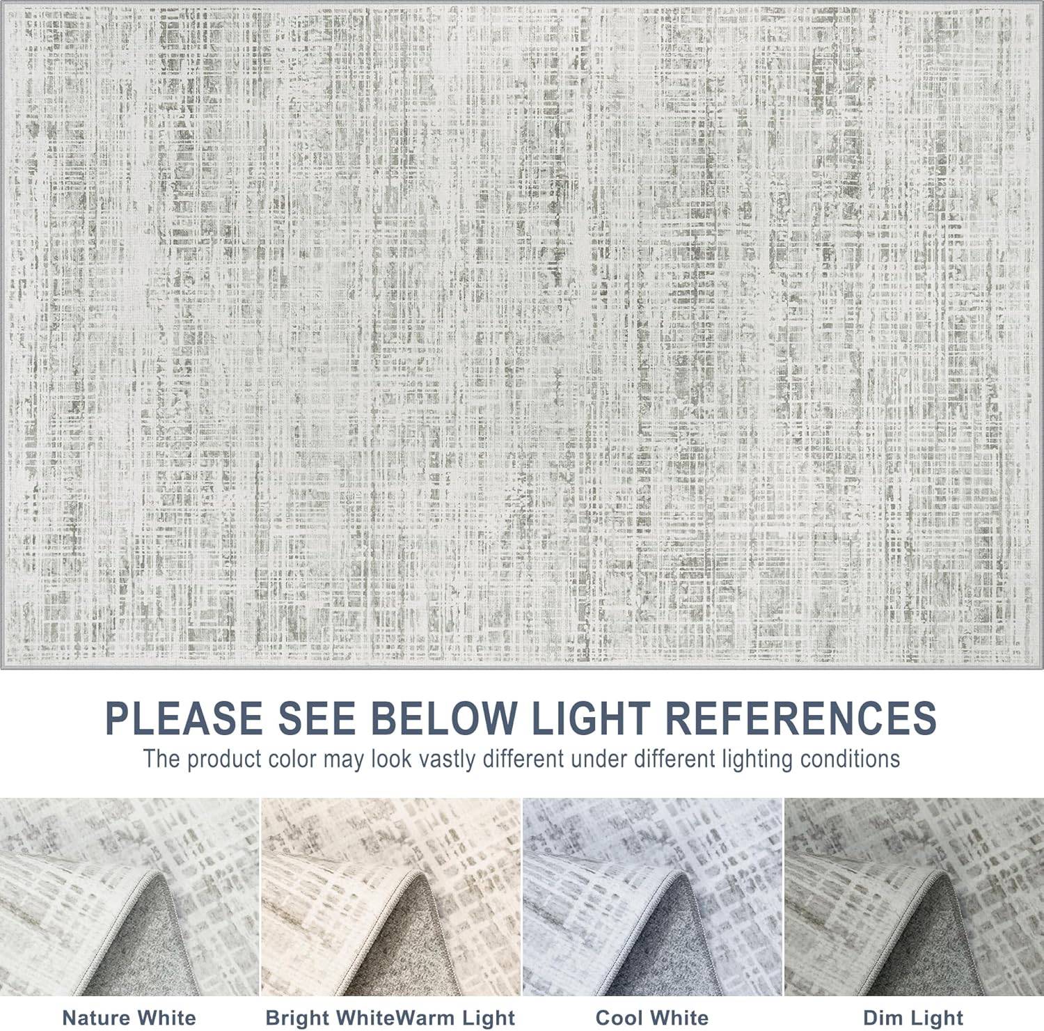 10x14 Area Rugs for Living Room Washable Rug: Anti-Skid Abstract Modern Living Room Rug Soft Thin Carpets Indoor Floor Non-Shedding Carpet for Bedroom Dining Farmhouse Nursery Home Office White Gray