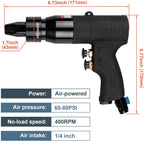 Clatoon Pneumatic Rivet Nut Gun with 10-24 & 1/4 & 5/16 & 3/8 Self-Locking Head, Adjustable Speed Air Rivet Gun, Air Rivet Nut Tool Kit with 4 Size Quick-Change, 6pcs Mandrels Included with Each Size