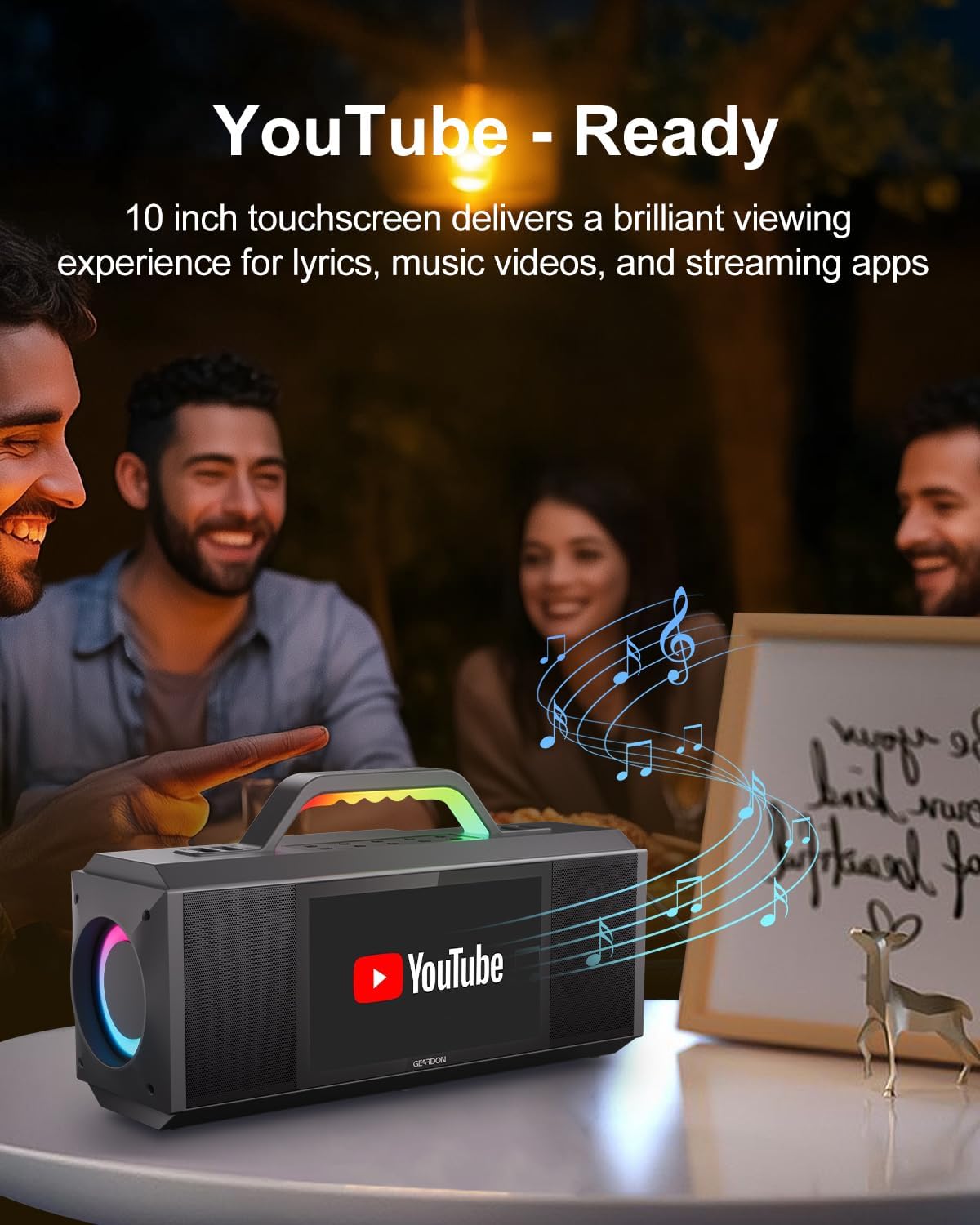 Karaoke Machine for Adults - with Lyrics Display and Screen  Professional Karaoke System  2 Wireless Mics  200W Peak Power  Free Karaoke App  Portable Karaoke Speaker for Home Party and Any Occasion