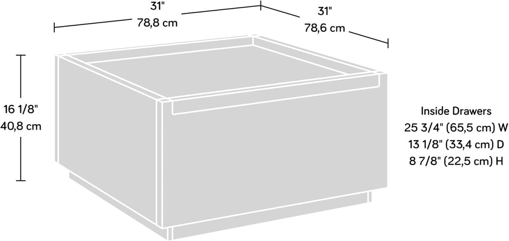 Sauder Manhattan Gate Coffee Table with Storage, Modern Coffee Table, Square Design - Sindoori Mango Finish