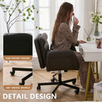 Criss Cross Chair with Flip-Up Arms & Swivel Wheels, Vanity Chair with Adjustable Height & Side Pockets, Comfortable Wide Seat Reclining Computer Office Desk Chairs for Home Office, Make Up, Bed Room