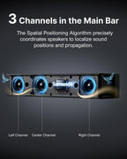 ULTIMEA 7.1Ch Soundbar with Dolby Atmos  APP Control  Surround Sound System for TV  4 Wired Surround Speakers  Sound Bar for TV with 6.5" Wireless Subwoofer  Soundbar for TV  Poseidon D80 Upgraded