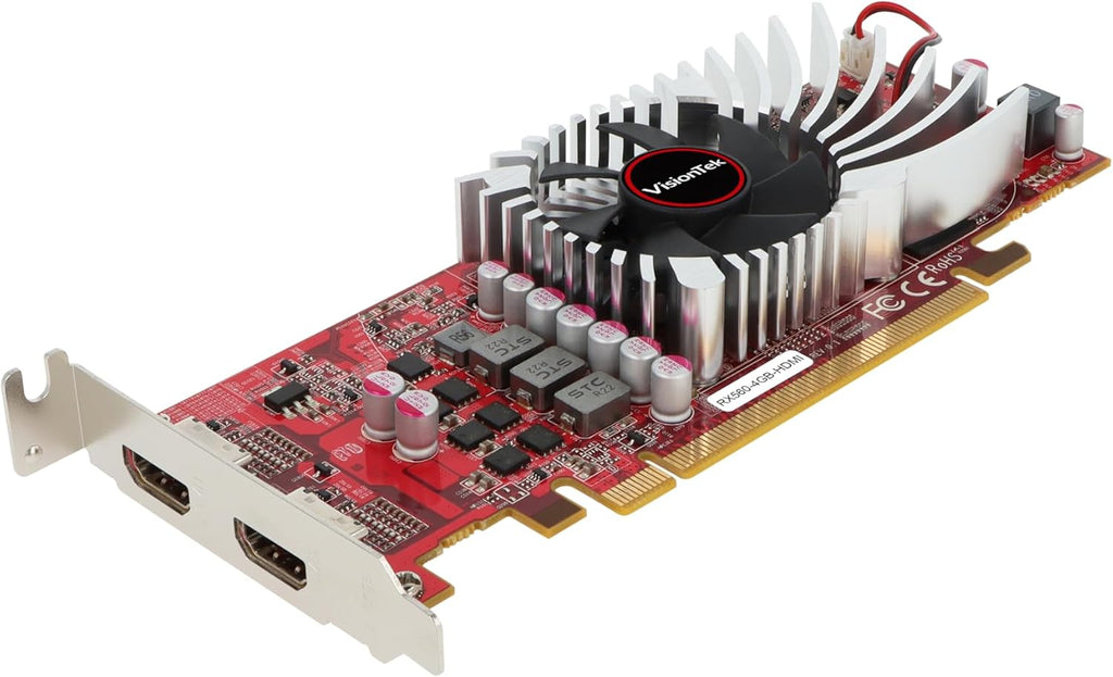 VisionTek AMD Radeon RX 560 4GB GDDR5 Low Profile Small Form Factor Video Graphics Card for PC ITX SFF HTPC 128-Bit DirectX 12, 50W Bus Power, PCI Express 3.0 x8, Dual HDMI