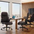NEO CHAIR Office Desk Gaming Computer Home Chair Ergonomic Executive High Back Support Flip-up Arms Adjustable Height Swivel Rolling Wheels Comfy PU Leather (Brown)