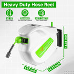 FIXFANS Pressure Washer Hose Reel with Hose, 1/4" × 65ft Retractable Power Washer Reel with Hidden Handle, Wall Mounted High Pressure Hose Reel Auto Rewind, 3600 PSI