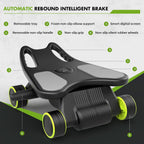Ab Roller with Elbow Support, Ab Roller Board Core Workout Machine with 4 Wheels, Mini Pilates Reformer Equipment for Home Gym, Abdominal Full-Body Strength Exercise Trainer with Knee Pad