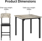 AWQM 5-Piece Dining Table Set, Dining Table Set for 4, Counter Height Table & 4 Bar Stools, Modern Kitchen Dining Set, with Upholstered Chairs, Compact Dining Set for Small Spaces, Gray