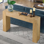 Alaterre Furniture Stockyard Solid Wood Console Table - 56 Inch Modern Farmhouse Entryway Table - Easy Assembly Living Room Furniture for Behind The Couch, Entryway, or Hallway (Light Oak)