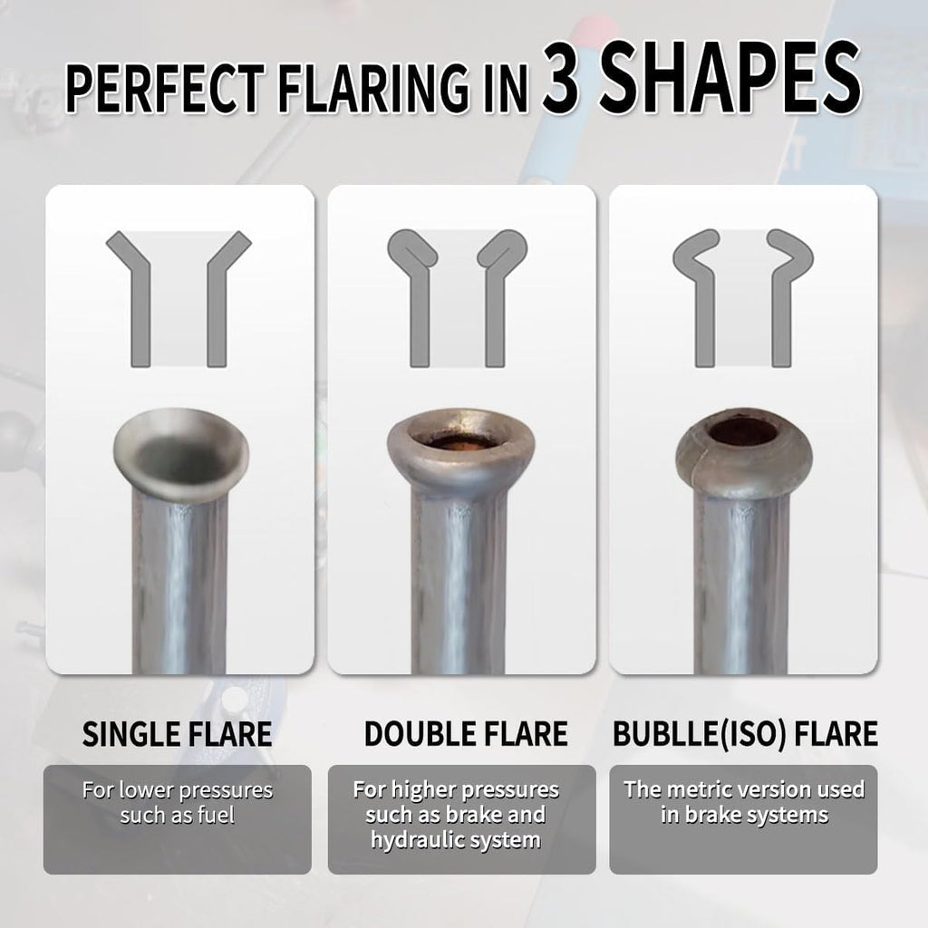 DPTOOL Brake Line Flaring Tool Kit, 45 and 37 Degree Single, Double and Bubble Flares, Brake Line and Tubing Flaring Tool for 3/16", 1/4", 5/16", 3/8" and 4.75mm Tubing