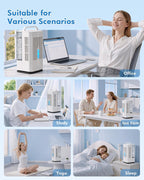 4-in-1 Portable Air Conditioners: 1700ml Tank Mini Air Conditioner with 120° Oscillating 16.5ft Remote - Evaporative Air Cooler with 3 Speed & 7 Lights 1-7H Timer - Portable AC Unit for Bedroom