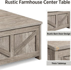 Yaheetech Lift Top Coffee Table, Square Farmhouse Coffee Table with Hidden Storage Compartment, Wood Center Table for Living Room, Home Office, Gray