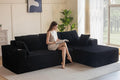 MAXYOYO 104" Modular Sectional Couch with L-Shape Chaise, Modern Boneless Couch for Living Room, Sofa in A Box, Oversized Sofa Sleeper with Deep Seat, No Assembly Required, Black