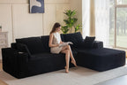 MAXYOYO 104" Modular Sectional Couch with L-Shape Chaise, Modern Boneless Couch for Living Room, Sofa in A Box, Oversized Sofa Sleeper with Deep Seat, No Assembly Required, Black