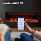 Valuxhome 60inch Recessed Electric Fireplace, Ultra Narrow Frame Design, 13 Flame Colors, 400 Sq.ft, 750/1500W