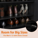 Modern Shoe Storage Cabinet, 7-Tiers Black Shoes Cabinet with Fluted Doors, 45 inch Tall Wooden Shoe Organizer with 4 Adjustable Shelves, Storage Cabinet for Entryway, Hallway, Front Door