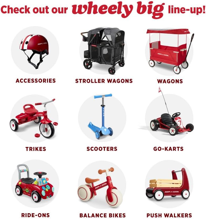 Radio Flyer Air Ride Balance Bike, Red, for Kids Ages 1.5-5, Pedal Free for Quick Learning, Rubber Air Tires, Adjustable Seat, Foot Rest, Ringing Bell, Kid & Toddler Balance Bikes (Amazon Exclusive)