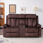 Power Reclining Loveseat with Console, Electric Double Recliner with USB/Type C/Side Pocket/Cup Holders, RV Recliners Wall Hugger Reclining Loveseat for Living Room & RV & Home Theater