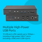 Kensington SD4880P USB-C 4k Quad Monitor Docking Station  6 x USB-A & 4 x USB-C  2Gbps Ethernet  100W PD  Audio Jack  2xDisplayPort  2xHDMI  SD Card Reader  for Windows Laptops (K34113NA)