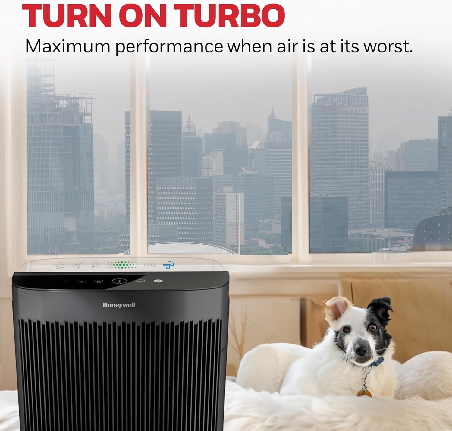 Honeywell HEPA Air Purifier for Home, 2423 Ft² Rooms in 1 hour, Air Quality Monitor, Auto Mode, Reduces Allergens, Dust, Pollen, Pet Dander, Odors, Smoke, Black, HPA5300B