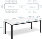 IDEALHOUSE 79" Dining Table for 6-8 People, Modern Rectangular Kitchen Table with Sturdy Metal Legs, Large Wood Farmhouse Dining Room Table for Home Office, Conference, Black & Marble White