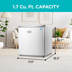BLACK+DECKER 1.7 Cu. Ft. Compact Refrigerator, ENERGY STAR Certified, Single Door Mini Fridge with Chiller Compartment, Personal Fridge for Home or Dorm Room, R600a Refrigerant, BCRK17W, White