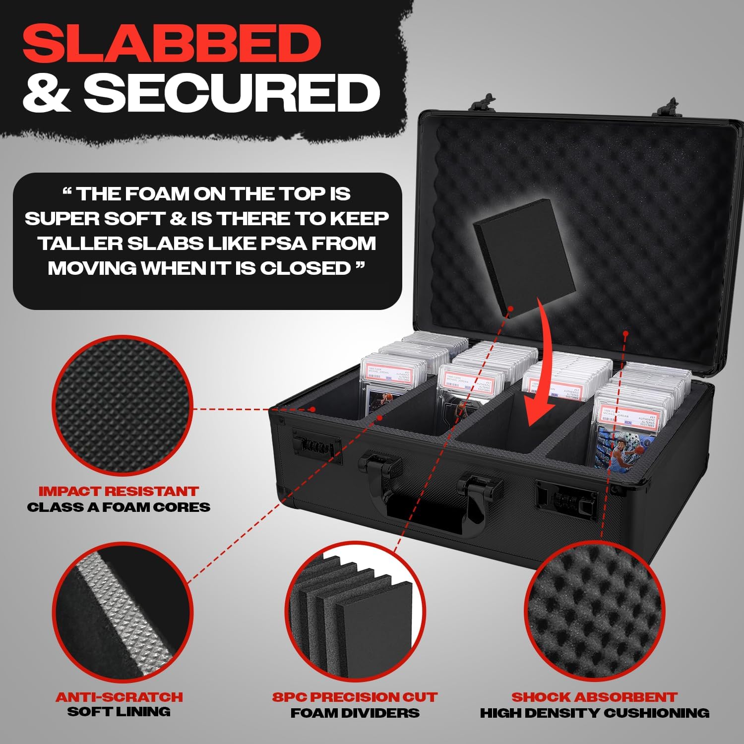 VALUN 160+ 4 ROW Graded Card Storage Box; Durable Sports, PSA Card Storage Box - Organizer Slab for Your Collection - For Baseball, Football, TCG, MTG Cards - Top Loader Design