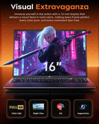 Gaming Laptop  16.0inch Laptop Computer with AMD Ryzen 7 5825U(8C/16T  Up to 4.5GHz)  16GB RAM 512GB NVMe SSD Windows 11 Laptop  Radeon RX Vega 8 Graphics WiFi 6  Backlit KB