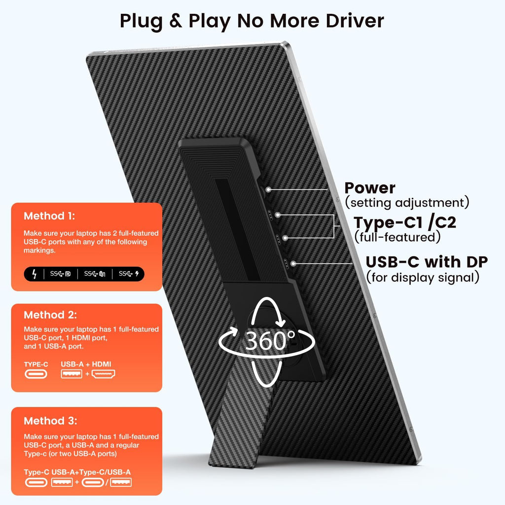 15.6" Laptop Screen Extender  1080P FHD Laptop Monitor Extender with 120% sRGB  235°Rotation Detachable Dual Monitor  Plug & Play  Triple Screen Compatible with Windows  Mac  Chrome