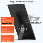 15.6" Laptop Screen Extender  1080P FHD Laptop Monitor Extender with 120% sRGB  235°Rotation Detachable Dual Monitor  Plug & Play  Triple Screen Compatible with Windows  Mac  Chrome