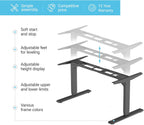 PROGRESSIVE AUTOMATIONS Electric Standing Desk Frame Dual Motor. Adjustable Height and Width, 3 Stages Legs for sit Stand Home Office desks suites Tops from 48" to 73" FLT-02 Black
