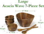 Lipper International 1174-7 Acacia Wave Bowl Set with Servers