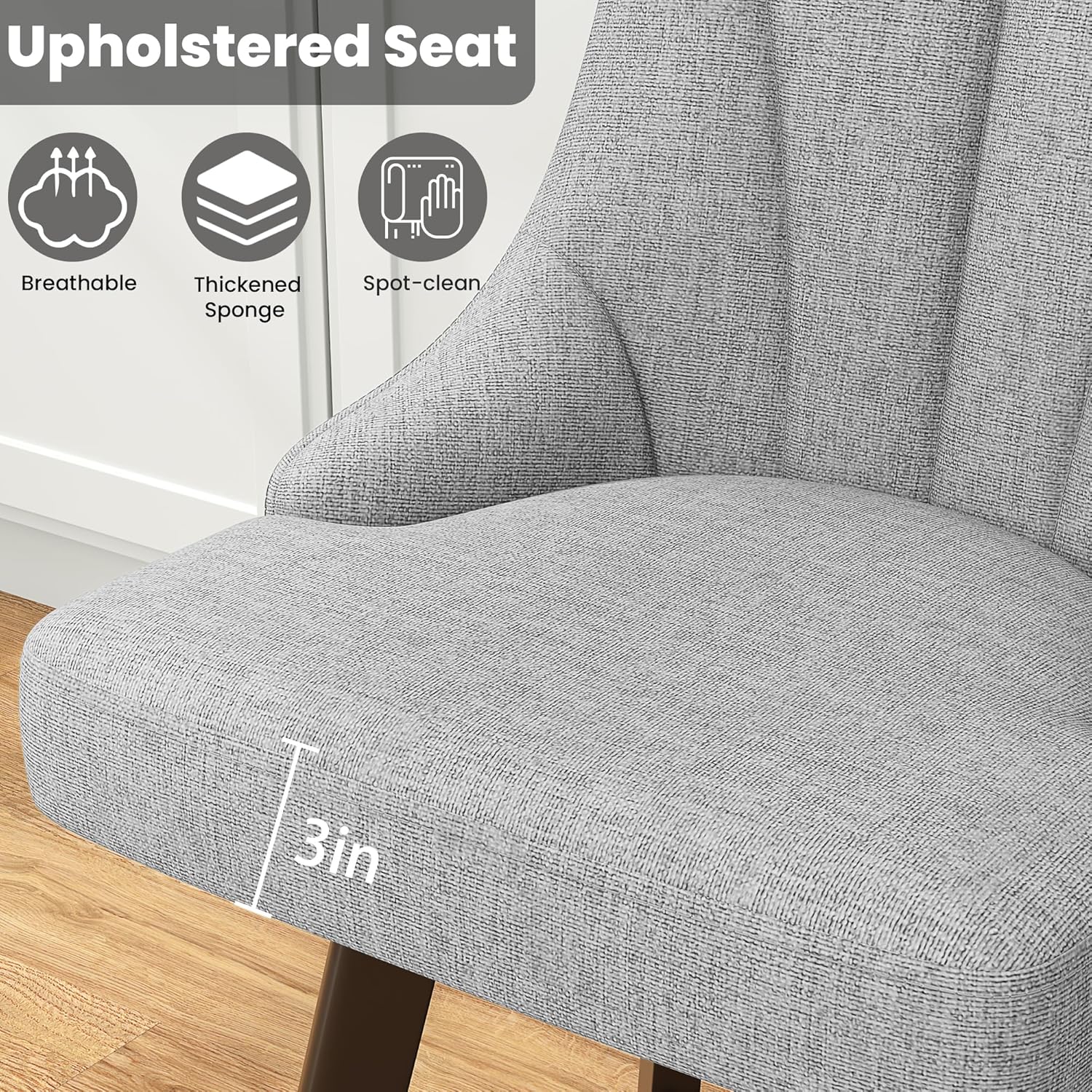 Bar Stools with Backs, 24" Counter Height Bar Stools, Fabric Upholstered Counter Barstools Set of 4 with Solid Wood Legs for Kitchen Island, Home Bar, Light Gray