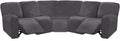 ULTICOR 7-Piece Sectional Sofa Covers, Velvet Stretch Reclining Couch Covers for Reclining L Shape Sofa, Thick, Soft, Washable (Dark Grey, 5 Seat Recliner Cover)