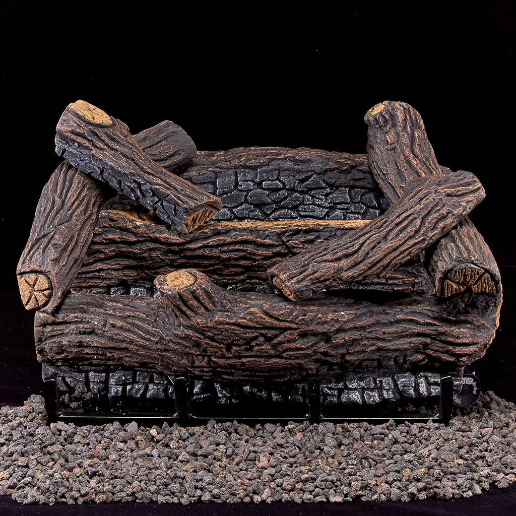 Duluth Forge Ventless Natural Gas Log Set - 18 in. Stacked Oak, 30,000 BTU, Remote Control - Model# DLS-N18R-2