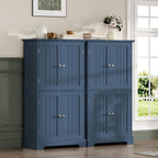 ChooChoo Bathroom Floor Cabinet, Modern Bathroom Storage Cabinet with 4 Doors and Adjustable Shelves, Freestanding Cupboard for Living Room, Blue