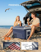 EKOJUCE 12 Volt Refrigerator Portable Fridge Freezer - 48 Quart(45L) Electric Cooler with Wheels, 12/24V DC & 100-240V AC, -4℉-68℉, APP Control, 12V Car Fridge for Camping, Boating, RV, Outdoor, Home