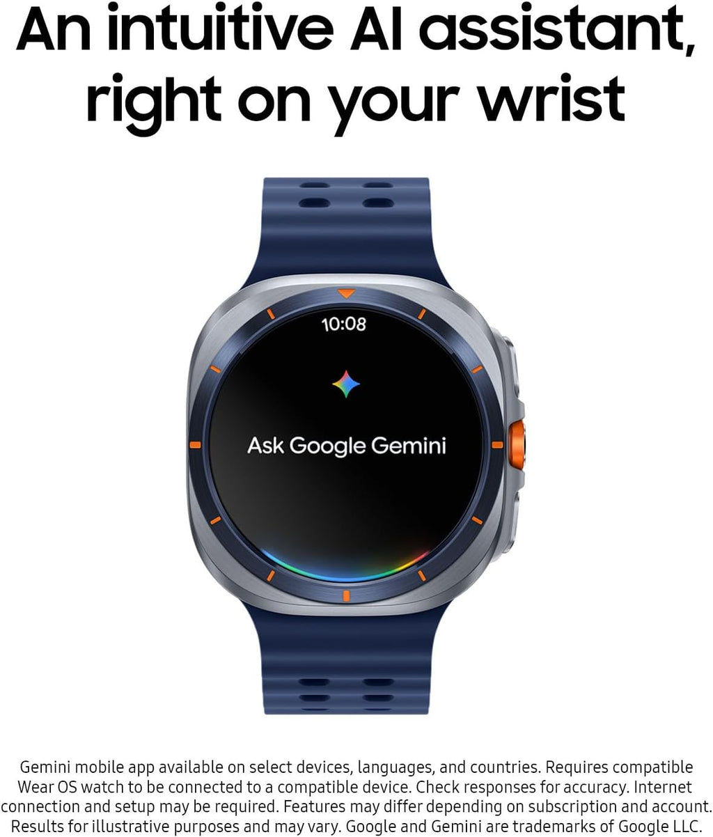 Samsung Galaxy Watch Ultra (2025) 47mm LTE Smartwatch  Titanium Casing  Advanced Sleep Coaching  Running Coach  Energy Score  Heart Rate Tracking  GPS  Titanium Blue US Version  2 Yr Warranty