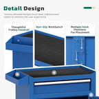 Greenvelly Tool Chest, 5-Drawer Rolling Tool Chest with Hooks and Lockable Wheels, Detachable Top Tool Box, Toolbox with Wheels, Rolling Tool Box for Mechanics Garage Workshop and Tool Room (Blue)