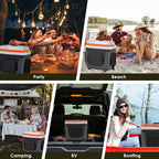 Kikihuose 12V Car Refrigerator 32 Qt (30L) Electric Cooler/Warmer with Pockets, Ice Pack Divider, Removable Lid, Wheels,Thermoelectric Fridge for Travel Camping Vehicles Truck Home, 120V AC
