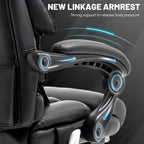 Massage Office Chair with Foot Rest,6 Points Vibration & Heat Executive Office Chairs for Heavy People,500LBS Big and Tall Office Chair,Ergonomic Reclining Desk Chair,Dual-Use Pillow,Black