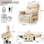 Dual Motor Power Lift Recliner Chair for Adult & Elderly, Infinite Position Lay Flat Lift Chair with Heat & Massage, Cup Holder, Lumbar Pillow, Wireless Charger, USB Ports, Leather (Beige)